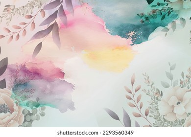 watercolor drawing Abstract flower splash background for art flower and botanical leaves, Organic shapes, Watercolor. Vector background for banner, poster, Web and packaging.