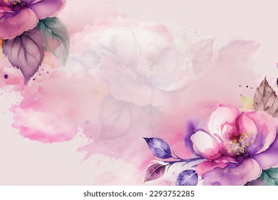watercolor drawing Abstract flower splash background for art flower and botanical leaves, Organic shapes, Watercolor. Vector background for banner, poster, Web and packaging.