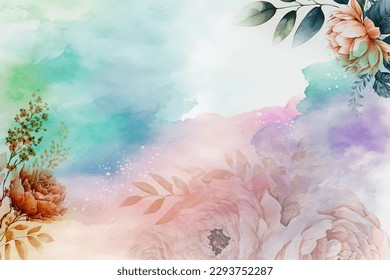 watercolor drawing Abstract flower splash background for art flower and botanical leaves, Organic shapes, Watercolor. Vector background for banner, poster, Web and packaging.