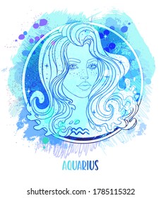 Illustration Aquarius Astrological Sign Beautiful Girl: เวกเตอร์สต็อก ...