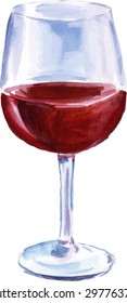 A watercolor drawing of a glass of red wine, scalable vector graphic