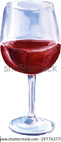 A watercolor drawing of a glass of red wine, scalable vector graphic