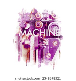watercolor drawing of a machine