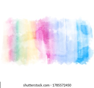 Watercolor drawing streaks colorful bright vector stain banner, background, wallpaper. Abstract vivid paper texture card