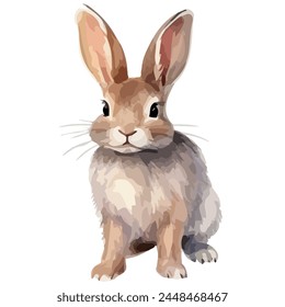 watercolor Drawing Vector of a rabbit, isolated on a white background, Illustration painting, Graphic clipart, rabbit vector.