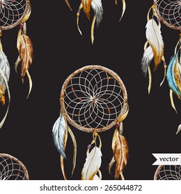 watercolor, Dreamcatcher, boho chic, ethnic,, pattern,