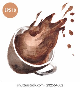 Watercolor Drop Coffee,brown Mug
