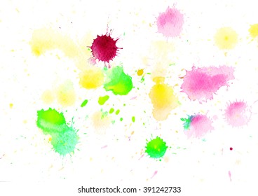 Watercolor, Drops, Splashes On  Paper