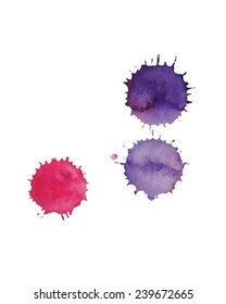 Watercolor drops. Vector watercolor violet blot. Watercolor splashes
