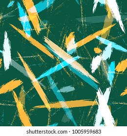 Watercolor Dry Brush Stripes in Grunge Style. Hand Drawn Fashion Seamless Pattern. Holiday, Summer Watercolor Texture. Cloth, Linen, Textile Print Design Pattern.