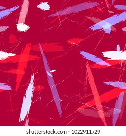 Watercolor Dry Brush Stripes in Grunge Style. Hand Drawn Fashion Seamless Pattern. Dyed Stripes in Watercolor Style. Fabric, Fashion Print Design Background.