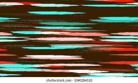 Watercolor Dry Brush Stripes in Grunge Style. Hand Painted Fashion Seamless Pattern. Holiday, Summer Watercolor Texture. Cloth, Linen, Textile Print Design Pattern.