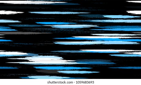 Watercolor Dry Brush Stripes in Grunge Style. Paintbrush Lines Seamless Pattern. Painted Watercolor Style Texture. Fabric, Fashion Print Design Background.