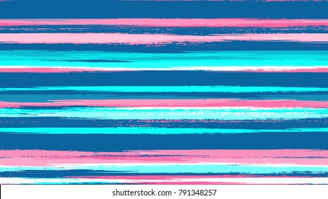 Watercolor Dry Brush Stripes in Grunge Style. Hand Drawn Fashion Seamless Pattern. Paint Watercolor Style Stripes. Advertising, Cover Print Design Background.