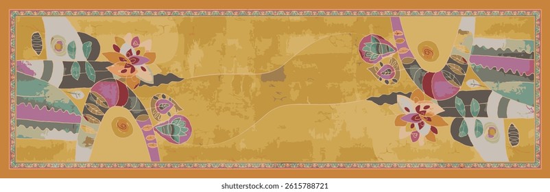 watercolor Dupatta  Textile Design pattern 