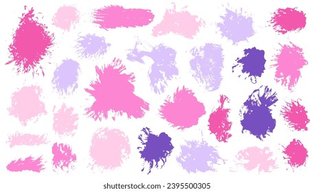 Watercolor dye brushstroke mega set. Hand drawn smudge blotch trendy shapes. Splodge spot web label backdrop collection. Brushstroke gouache spots design.