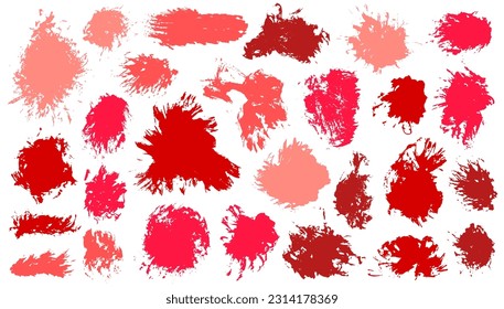 Watercolor dye daub vector group. Freehand smudge blotch sumi shapes. Spill stain web label silhouette bundle. Daub acrylic stains drawing.