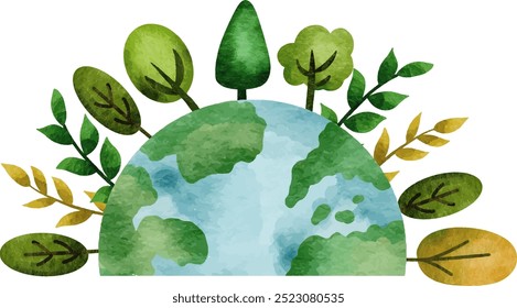 Ilustração do elemento Watercolor do dia da Terra. Salve a Terra. Globo. Dia da Terra. Ecologia
