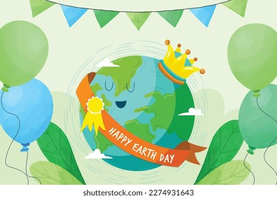 Watercolor earth day vector background