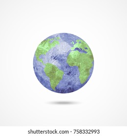 Watercolor Earth globe Vector on white background