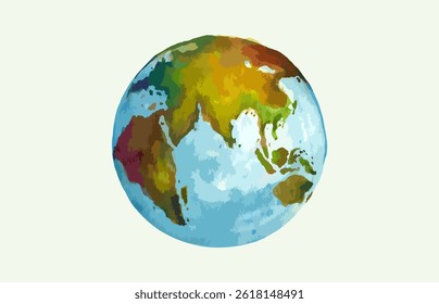 Watercolor earth and graphic design, earth day