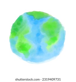 Watercolor Earth on white background , vector