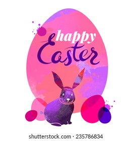 Watercolor Easter card. Vector illustration