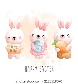 watercolor Easter collection, vector illustration