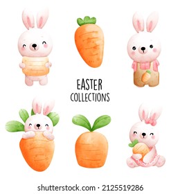 watercolor Easter collection, vector illustration