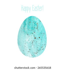 Watercolor Easter egg hand-drawn on white, flat.