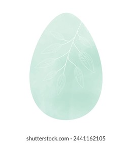 Watercolor easter egg silhouette with white elements. Vector illustration isolated on white background, template for poster, icon, card, logo, label.