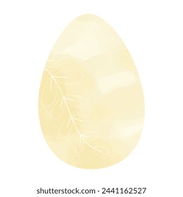 Watercolor easter egg silhouette with white elements. Vector illustration isolated on white background, template for poster, icon, card, logo, label.