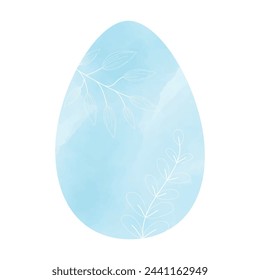 Watercolor easter egg silhouette with white elements. Vector illustration isolated on white background, template for poster, icon, card, logo, label.