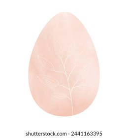 Watercolor easter egg silhouette with white elements. Vector illustration isolated on white background, template for poster, icon, card, logo, label.