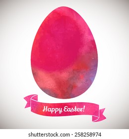 Watercolor Easter egg. Template for greeting card or invitation