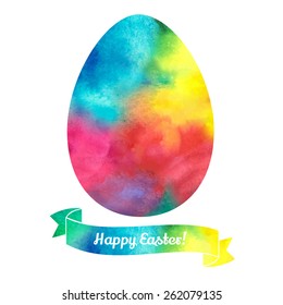 Watercolor Easter egg. Template for greeting card or invitation