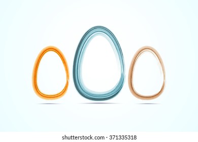 Watercolor Easter eggs in blue and orange colors. Easter design element. Painted illustration for your design