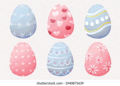 Watercolor easter eggs collection illustation