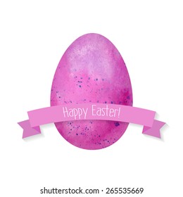 Watercolor Easter eggs hand-drawn with ribbon.