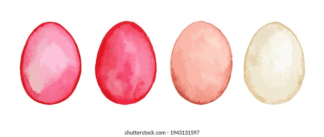 Watercolor easter eggs set isolated on white background. Vector eps 10