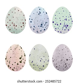 Watercolor Easter Eggs Set. Vector Design Elements.