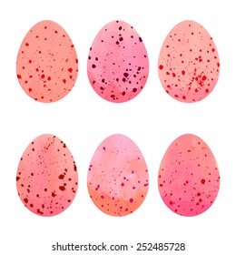 Watercolor Easter eggs set. Vector design elements.