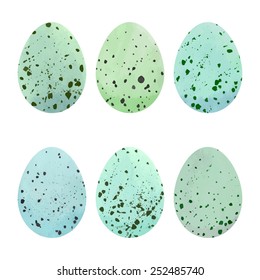 Watercolor Easter Eggs Set. Vector Design Elements.