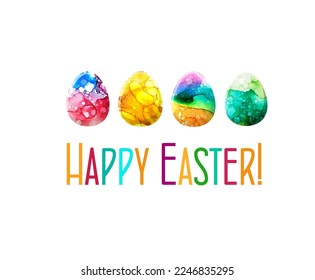 Watercolor easter eggs vector illustration collection. Happy easter