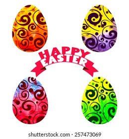 watercolor easter eggs. Vector illustration
