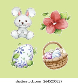 Watercolor easter element collection vectör design 