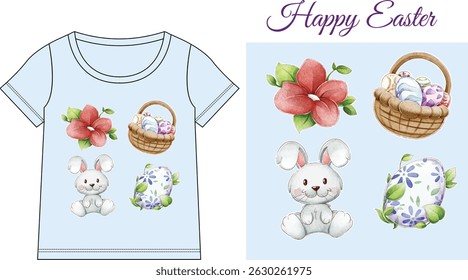 Watercolor easter element collection vectör desing