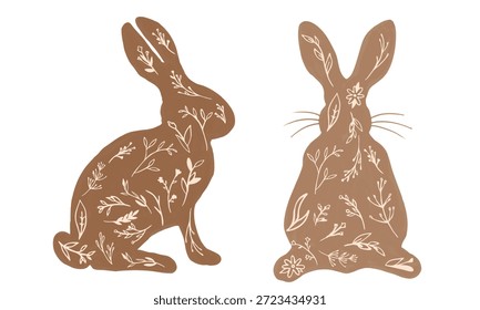 Watercolor Easter illustration featuring cute rabbits painted in soft pastel tones