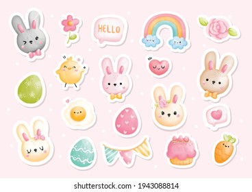 Watercolor Easter Sticker, planner. Digital paint.