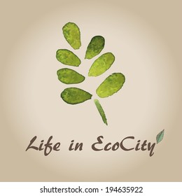watercolor eco leaf 